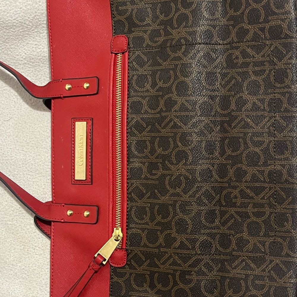 Calvin Klein Red and Brown Women's Bag